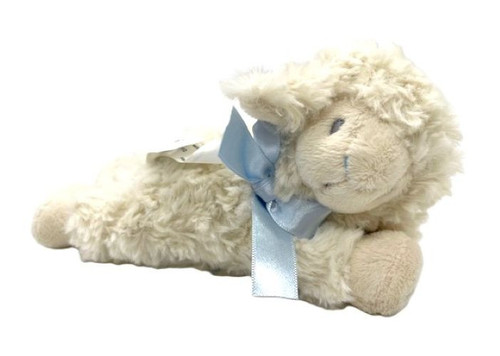 Nat & Jules Blue Bow Plush Lamb Baby Rattle Toy