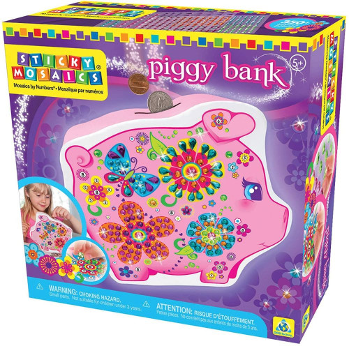 Orb Factory Sticky Mosaics By Number Piggy Bank Craft Kit