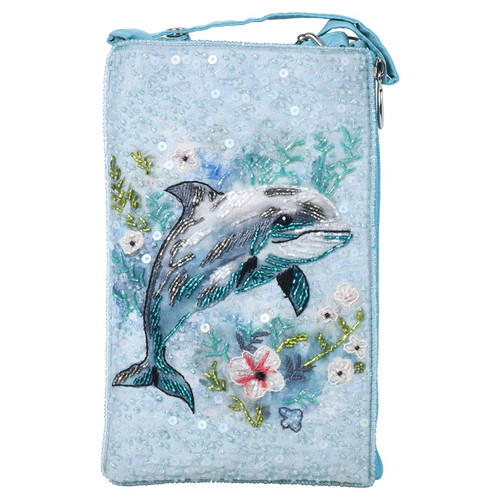 Bamboo Trading Company Dolphin Sea Blue Beaded Crossbody Club Smart Phone Bag Bamboo Trading Company Dolphin Sea Blue Beaded Crossbody Club Smart Phone Bag