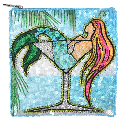 Bamboo Trading Company Mertini Mermaid Martini Beaded Pochette Coin Purse Bamboo Trading Company Mertini Mermaid Martini Beaded Pochette Coin Purse