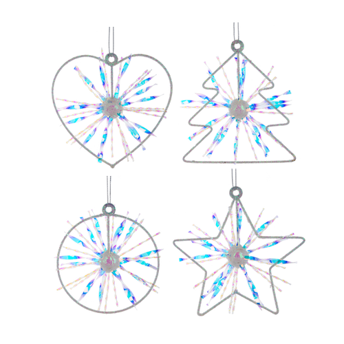 Ganz Iridescent Tinsel Sunburst In A Shaped Christmas Tree Ornament