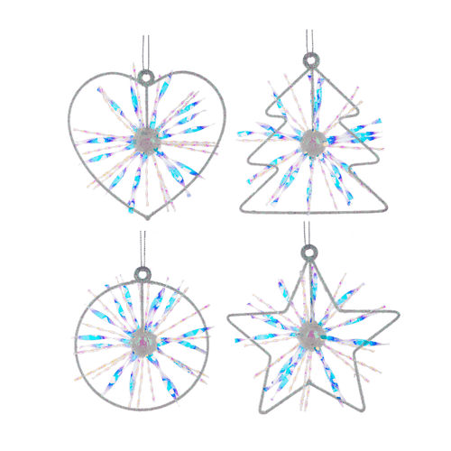 Ganz Iridescent Tinsel Sunburst In A Shaped Christmas Tree Ornament