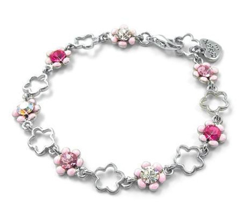 Charm It Girls Pink Crystal Flowers Adjustable Bracelet
