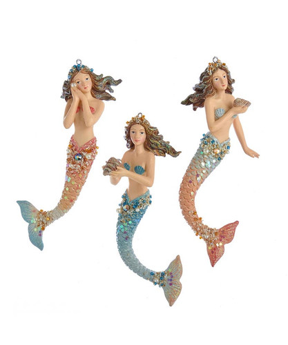 Glitter Mermaids Christmas Tree Ornaments Set Of 3 kurt adler