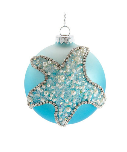 Pearl & Rhinestone Starfish Christmas Tree Ball Ornament  kurt adler