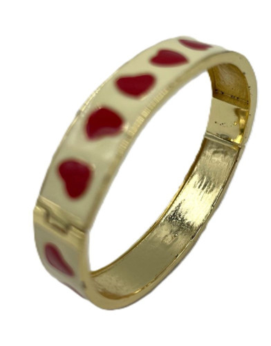 Lily Nily White with Red Hearts Child's Gold Bangle Bracelet