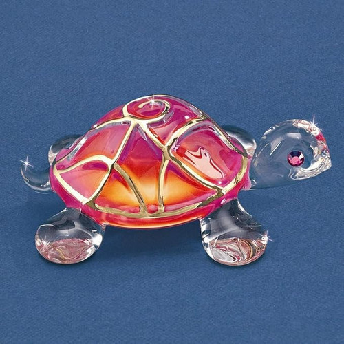 Glass Baron Bright Pink Sunrise Turtle Figurine