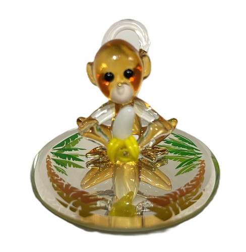 Glass Baron Monkey With Banana Figurine