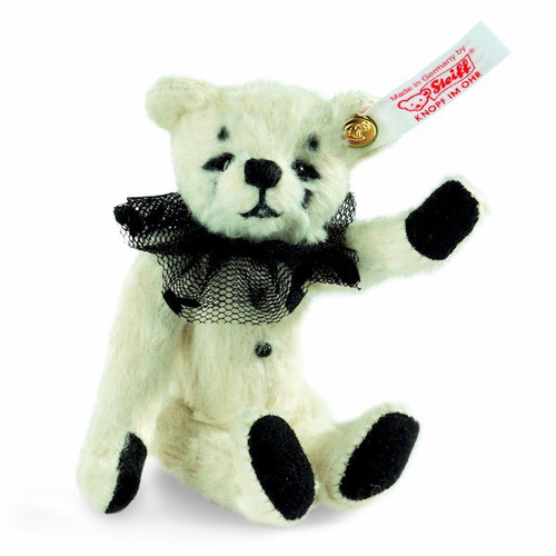 Steiff Pedrolino Jointed White & Black Mohair Stuffed Pierrot Clown Bear