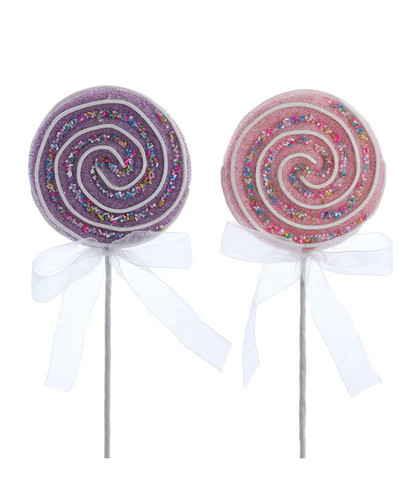 Kurt Adler Sprinkle Swirls Lollipop Ornament Picks