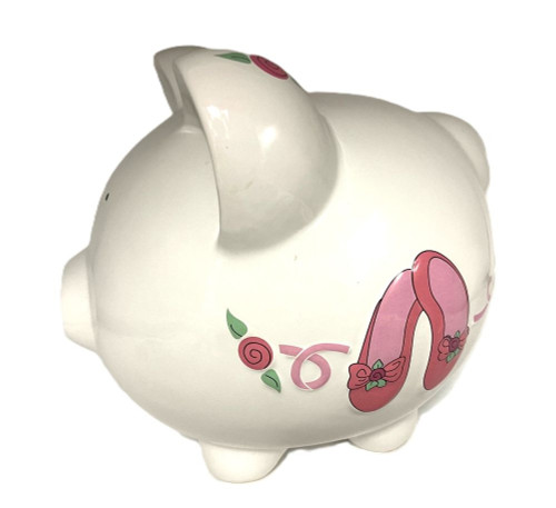 Pink Ballet Slippers & Bows Ceramic Piggy Bank