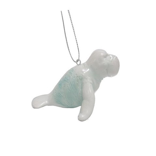Fancy That White Manatee With Sea Coral Ornament