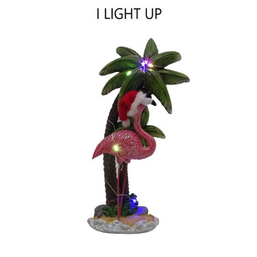 Fancy That Christmas Flamingo LED Light Up Palm Tree Figurine Fancy That Christmas Flamingo LED Light Up Palm Tree Figurine
