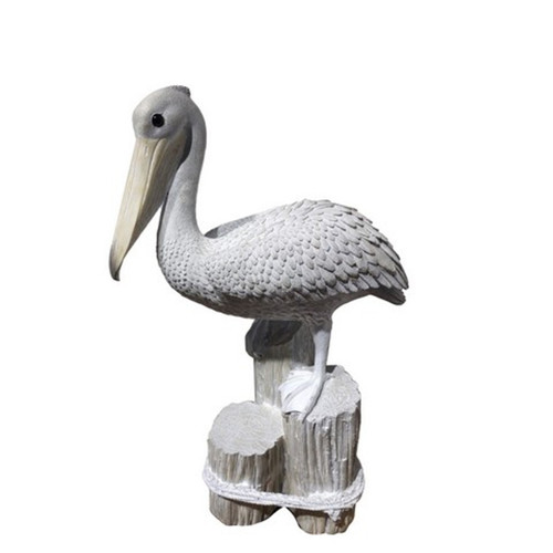 Fancy That Pelican Shorebird On Pilings White Figurine
