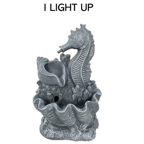 Fancy That Sea Shells Seahorse LED Light Up 2 Tier Water Fountain