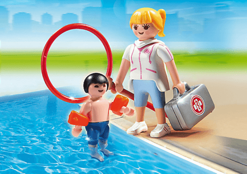 Playmobil Summer Fun Pool Swimmer and Supervisor Play Set