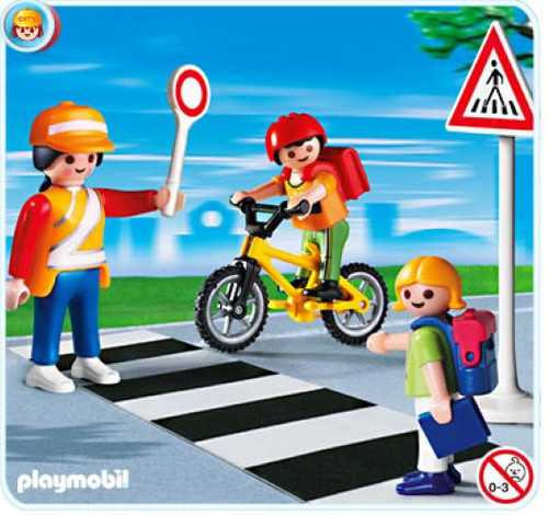 Playmobil City Life Crossing Guard & Children Street Crosswalk Play Set