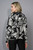 Picadilly Black & White Leaf Print Hooded Sweater Zip Jacket