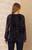 Hale Bob Elyse Black Purple Velvet Burnout Long Sleeve Top
