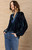 Hale Bob Kailey Navy Green Burn Out Velvet Long Sleeve Tunic Top