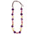 Pierina Straw and Tagua Nut Flat Disc Long Necklace pink purple