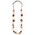 Pierina Straw and Tagua Nut Flat Disc Long Necklace brown/beige