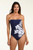 La Blanca Mariner Blooms Indigo Bandeau One Piece Swimsuit