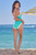 Trina Turk Indio Aqua One Piece V-Neck Halter Plunge Swimsuit
