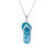Ocean Jewelry Aqua Blue Crystal Flip Flop Pendant Silver Necklace