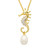 Ocean Jewelry CZ Seahorse With Dangle Pearl 14KT Vermeil Gold Necklace