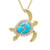 Ocean Jewelry Turquoise & White Sapphires Turtle 14KT Vermeil Gold Necklace