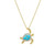 Ocean Jewelry Turquoise & White Sapphires Turtle 14KT Vermeil Gold Necklace