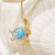 Ocean Jewelry Turquoise & White Sapphires Turtle 14KT Vermeil Gold Necklace