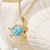 Ocean Jewelry Turquoise & White Sapphires Turtle 14KT Vermeil Gold Necklace