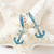 Ocean Jewelry Teal Blue Crystal Anchor Silver Drop Earrings