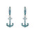 Ocean Jewelry Teal Blue Crystal Anchor Silver Drop Earrings