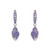 Ocean Jewelry Purple Crystal Sea Shells Silver Dangle Earrings
