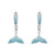 Ocean Jewelry Blue Crystal Whale Tail Silver Drop Earrings