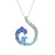 Ocean Jewelry Two-Tone Blue Crystal Contemporary Wave Pendant Silver Necklace