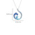 Ocean Jewelry Two-Tone Blue Crystal Contemporary Wave Pendant Silver Necklace