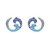 Ocean Jewelry Two-Tone Blue Crystal Contemporary Ocean Wave Silver Post Earrings