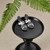Jilzarah Noir Black & White Triple Patterned Bezel Peacock Dangle Earrings