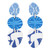 Jilzarah Santorini Blue Triple Patterned Bezel Peacock Dangle Earrings