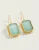 Spartina 449 Marion Sea Foam Glass Rectangle Gold Drop Earrings
