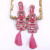 Single Tassel Extra Long Embellished Dangle Earrings hot pink