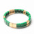 Classic Square Enamel Bead Tile Stretch Bracelet green gold