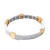 Classic Square Enamel Bead Tile Stretch Bracelet white gold