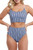 Tribal Blue Wave Floral Reversible Stripes Two Piece Swimsuit