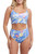 Tribal Blue Wave Floral Reversible Stripes Two Piece Swimsuit