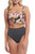 Tribal Copper Tan Tropical Floral Reversible Dot Two Piece Swimsuit